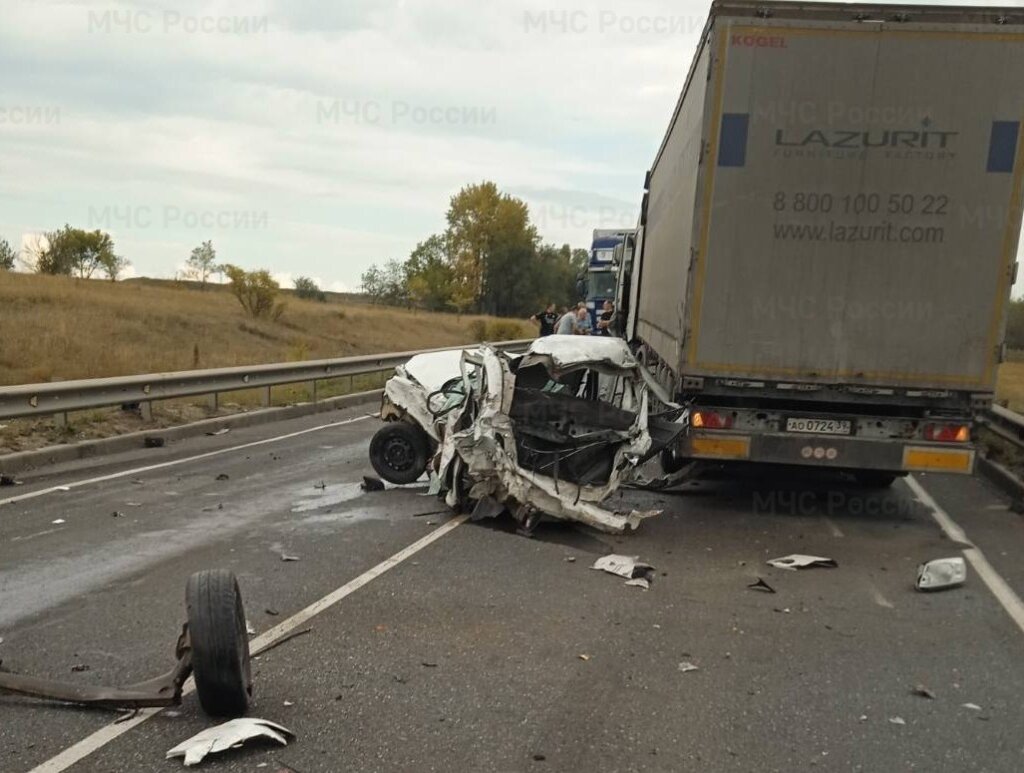 Три большегруза и легковой автомобиль столкнулись на трассе М-5 в Ульяновской области: погибли три человека