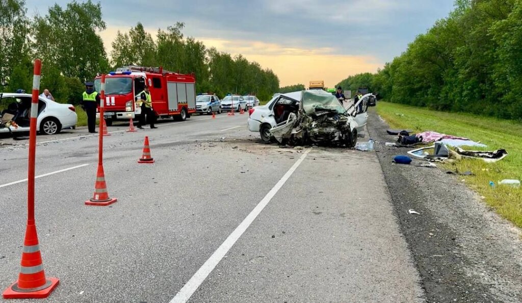 Два автомобиля лоб в лоб столкнулись на трассе М-5 в Пензенской области: погибли 6 человек