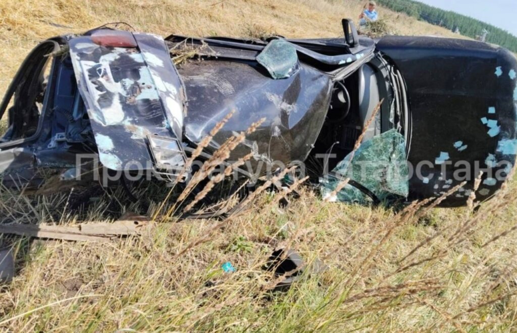 «Ладу» разорвало на части в результате ДТП в Татарстане