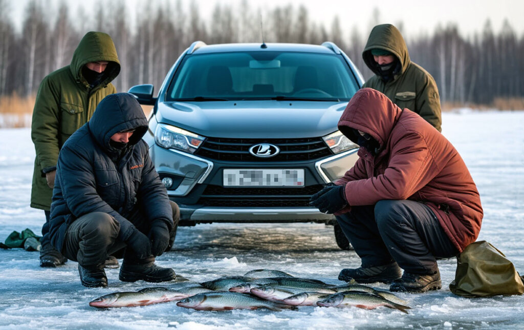 Неудачная поездка на рыбалку: в Сибири рыбаки едва не замерзли из-за заблокированных дверей автомобиля Lada Vesta