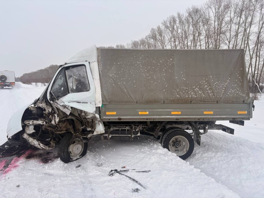 Момент ДТП в Красноярском крае: «Тойота» выехала на встречную и столкнулась с «Газелью»
