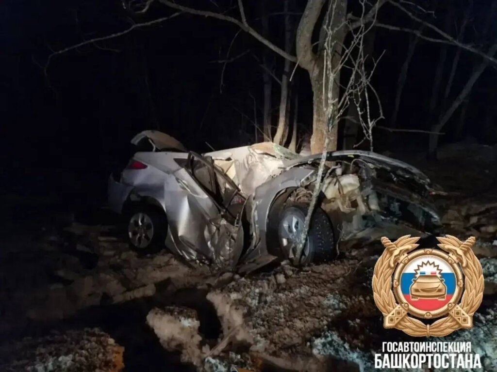 Hyundai Solaris врезался в дерево в Башкирии: погибли двое мужчин